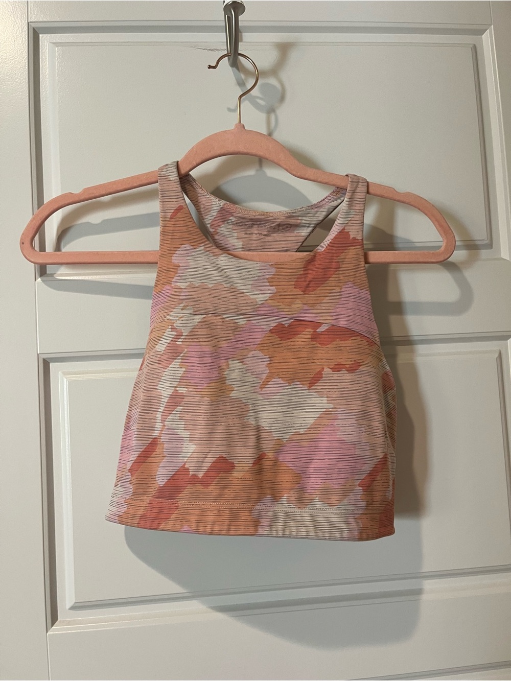 Outdoor Voices Pink, Orange & Cream Camo-Print Sports Bra Tank